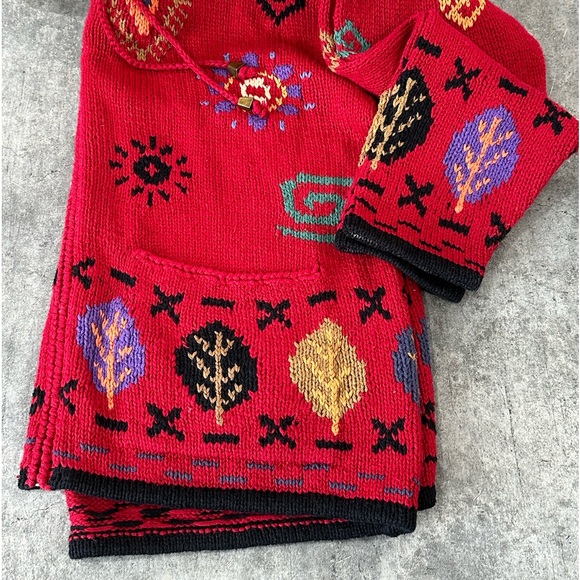 ICELANDIC Design Red 55% Hemp Cardigan Sweater Jacket Sz L - Picture 9 of 11